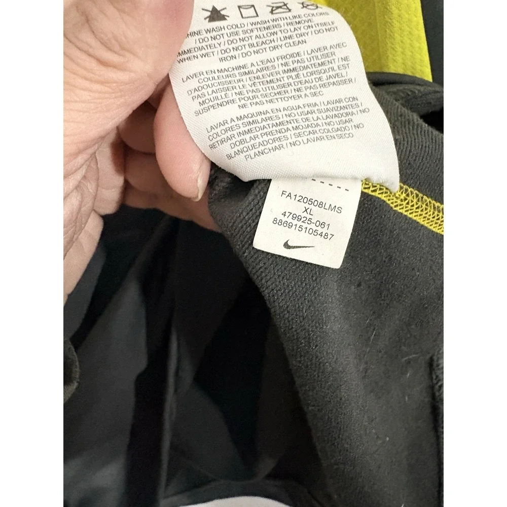 NIKE PRO Combat Hyperwarm Dri-Fit Base Layer Shirt Sz XL Gray Yellow Fitted - Picture 7 of 12